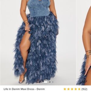 Fashion Nova Blue Denim Maxi Dress